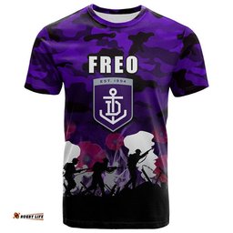 custom personalised afl anzac day t shirt freo army style