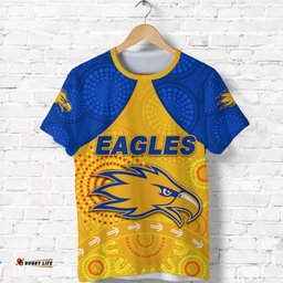 custom personalised west coast eagles t shirt indigenous version gold custom text and number