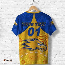 custom personalised west coast eagles t shirt indigenous version gold custom text and number