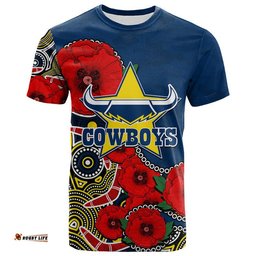 custom personalised anzac day nrl cowboys army mix aboriginal t shirt