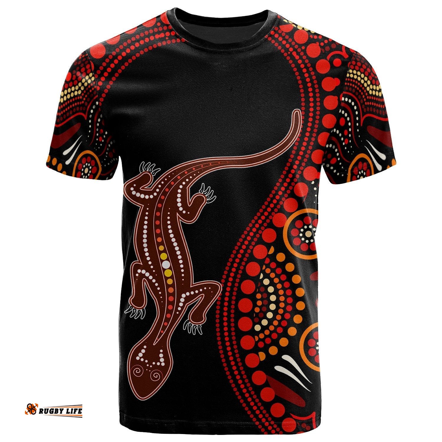 aboriginal t shirts aboriginal lizard with dot painting pattern