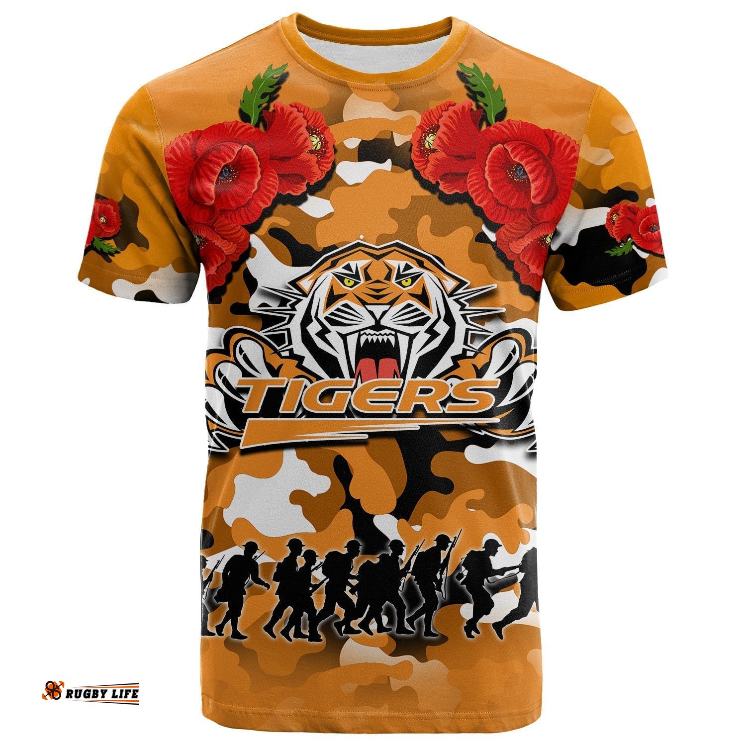 anzac day t shirt tigers army style