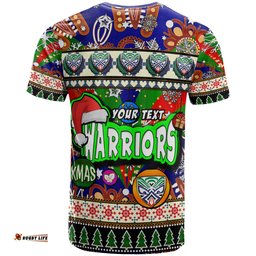 Amazing Aussie New Zealand Warriors Christmas T-Shirt - Custom Xmas New Zealand Warriors Christmas Balls, Snowflake With Aboriginal Inspired Patterns T-Shirt