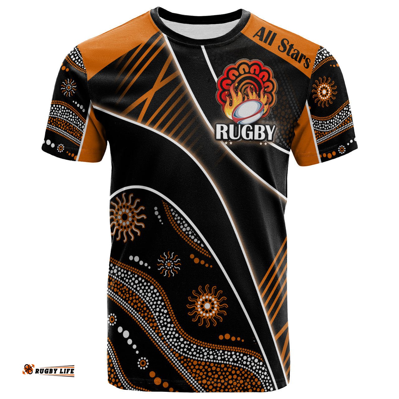 all stars rugby t shirt custom rugby ball in fire t shirt rlt13