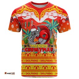 dolphins christmas t shirt merry xmas nrl australia rugby dt02