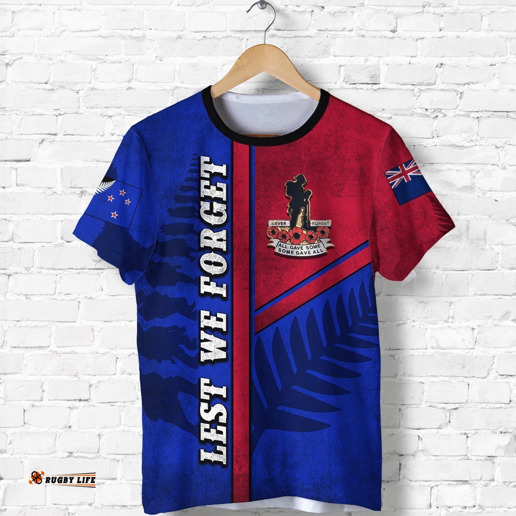 anzac new zealand t shirt lest we forget blue road to peace