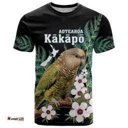 personalised new zealand kakapo t shirt aotearoa fern with manuka
