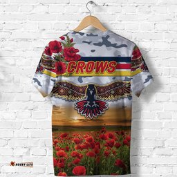 adelaide crows anzac t shirt poppy vibes white