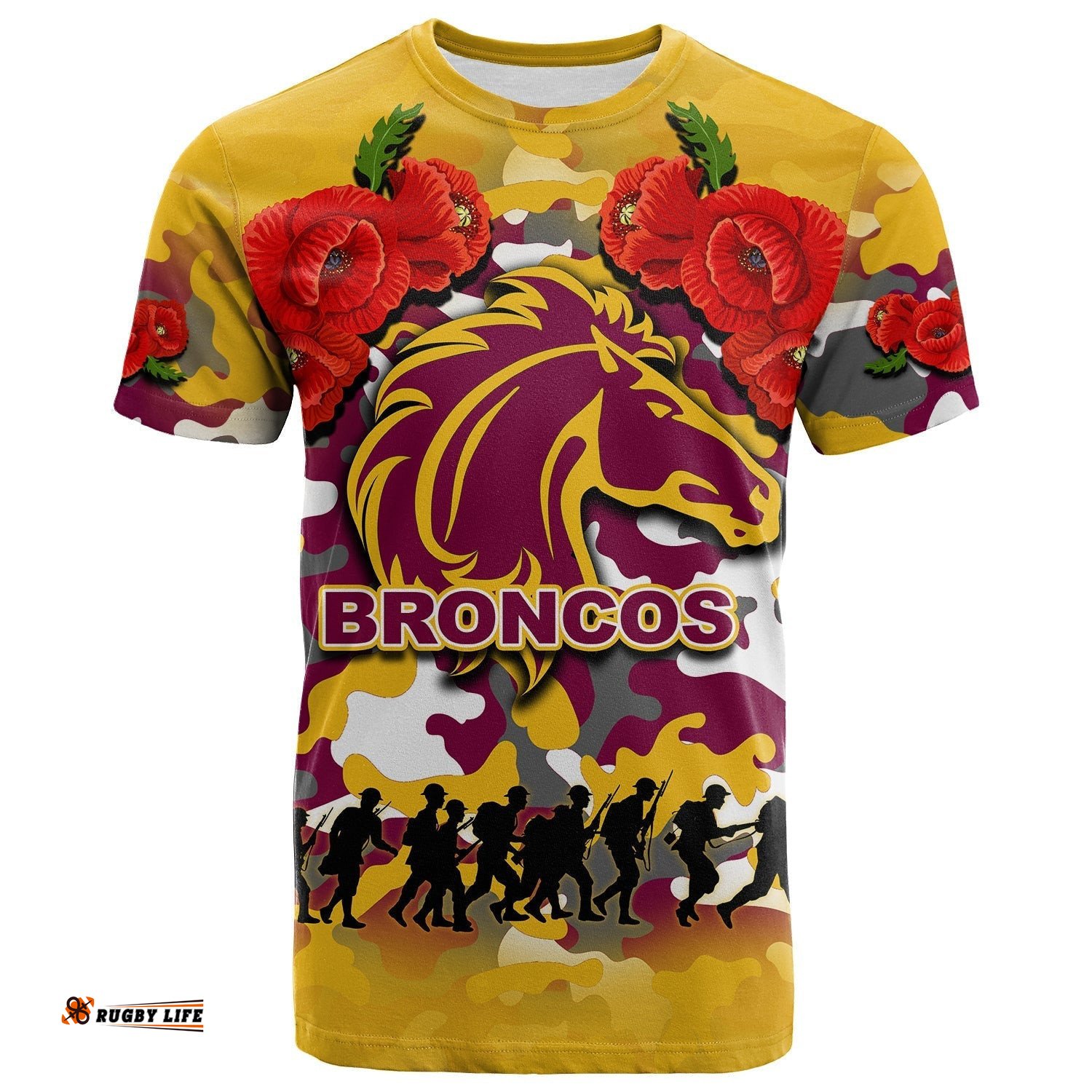 anzac day t shirt broncos army style no2
