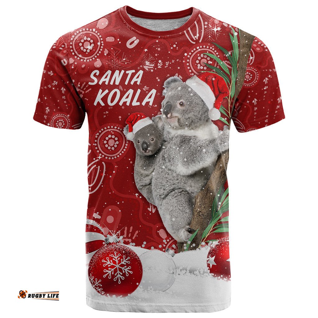 australia christmas aboriginal t shirt santa koala ver01