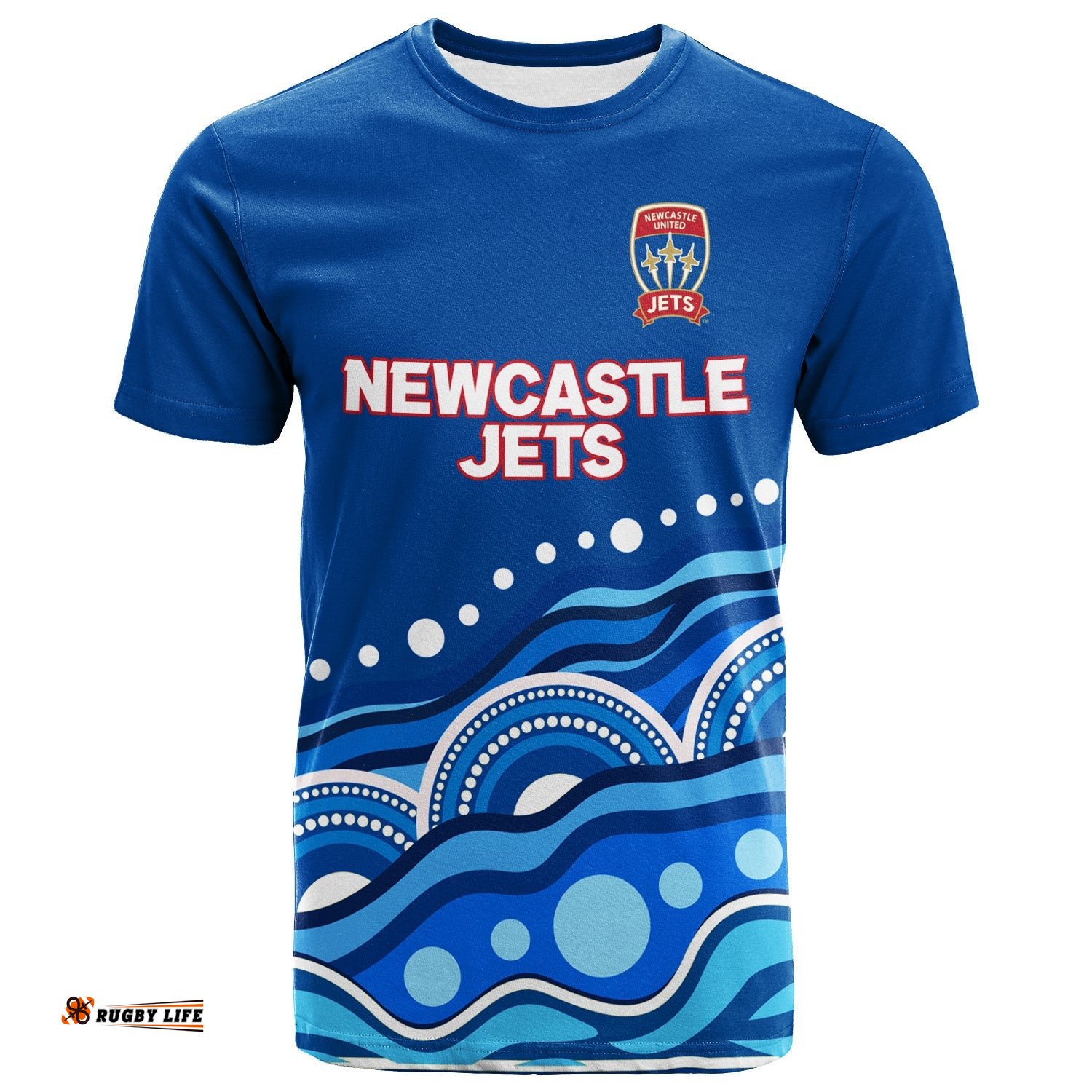 custom personalised newcastle jets t shirt indigenous dot painting art