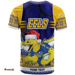 Amazing Aussie Parramatta Eels Christmas T-shirt - Custom Pride Of Parramatta Eels Ugly Christmas Pattern And Aboriginal Inspired T-shirt