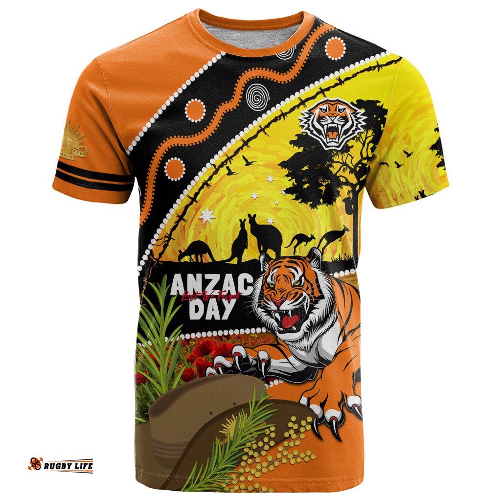 tigers rugby anzac day t shirt wests mascot rosemary starry night