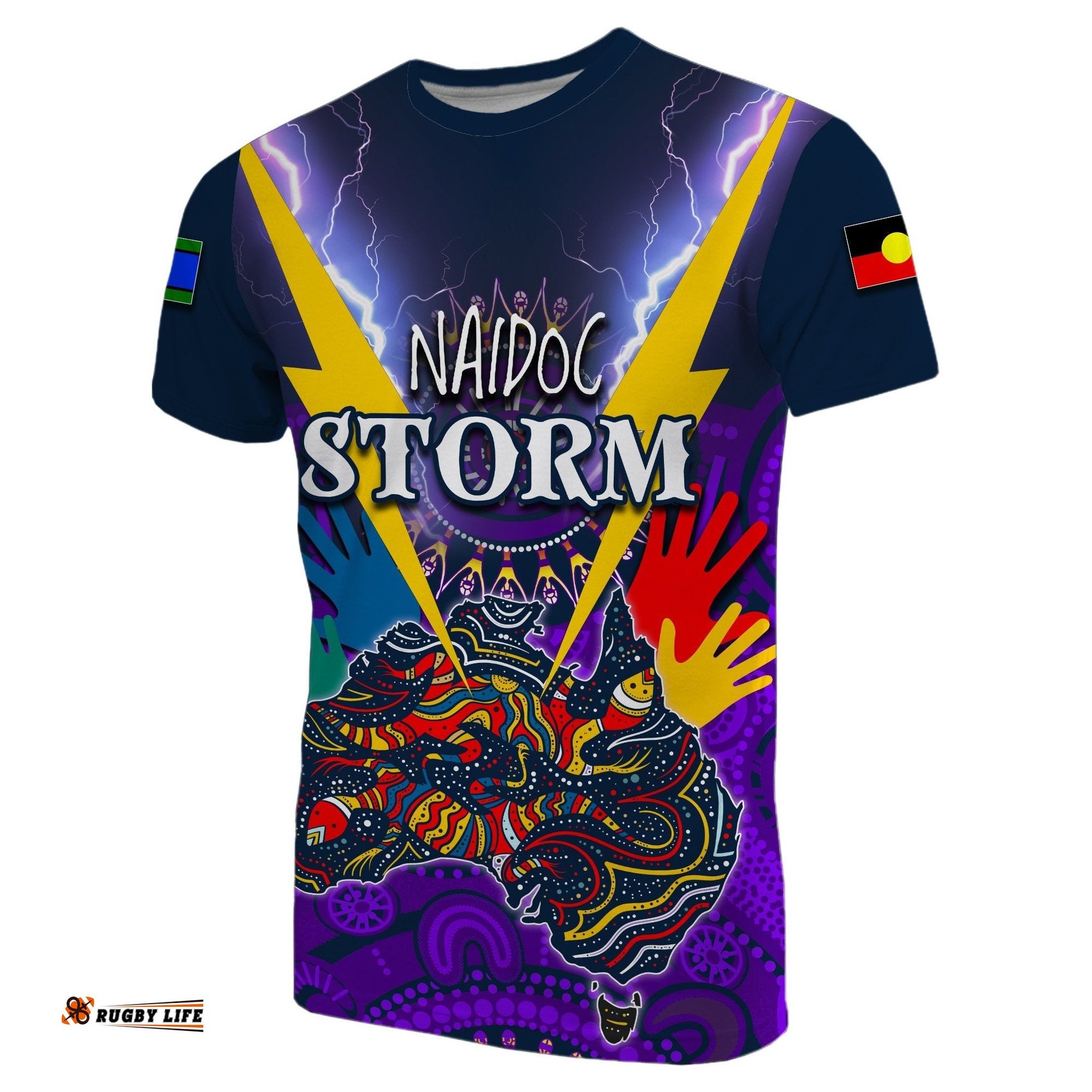 custom personalised naidoc melbourne storm t shirt aboriginal