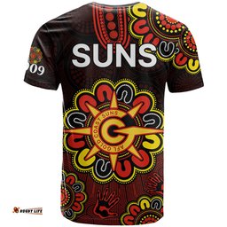 afl gold coast suns 2009 aboriginal red style t shirt