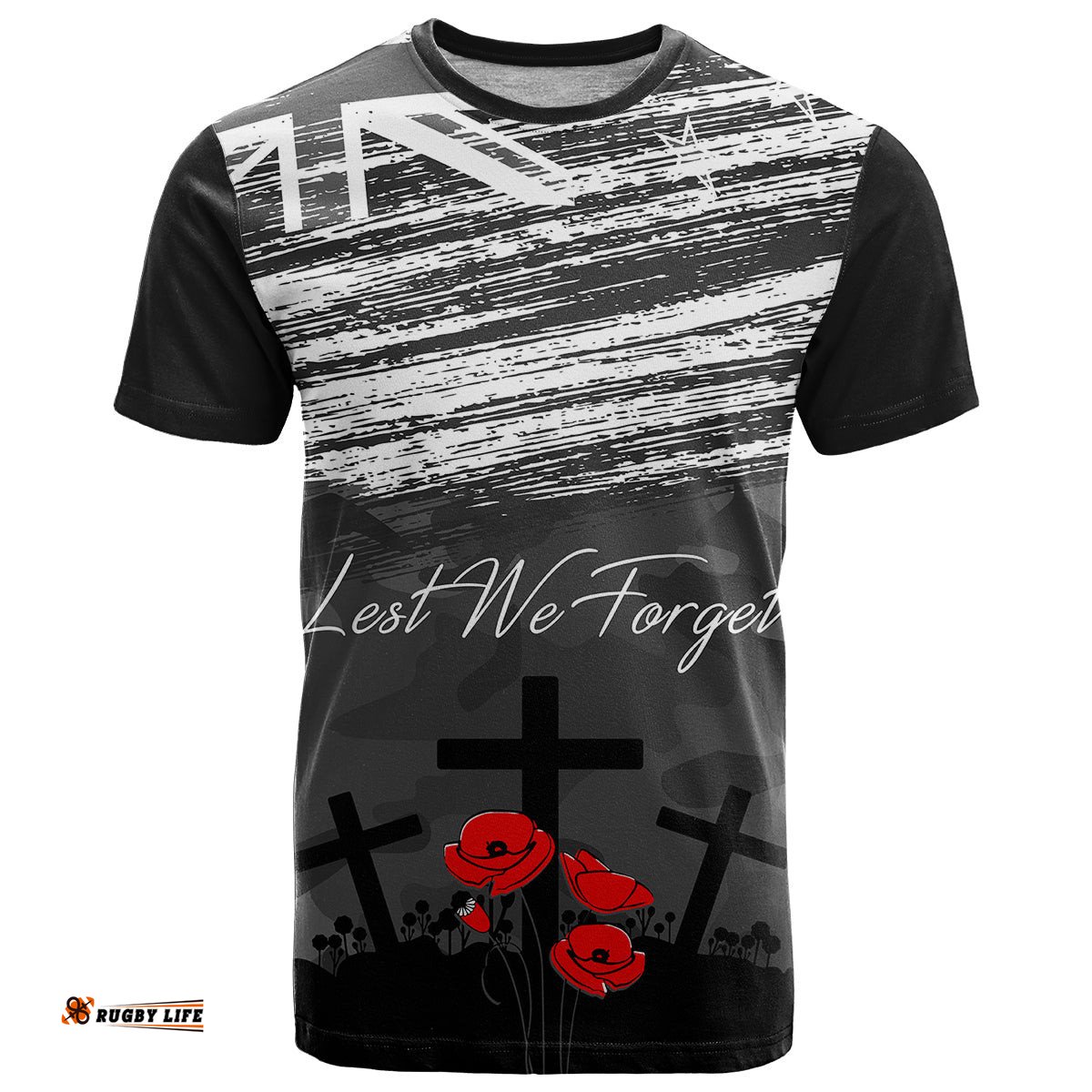 anzac day t shirt camo style lest we forget