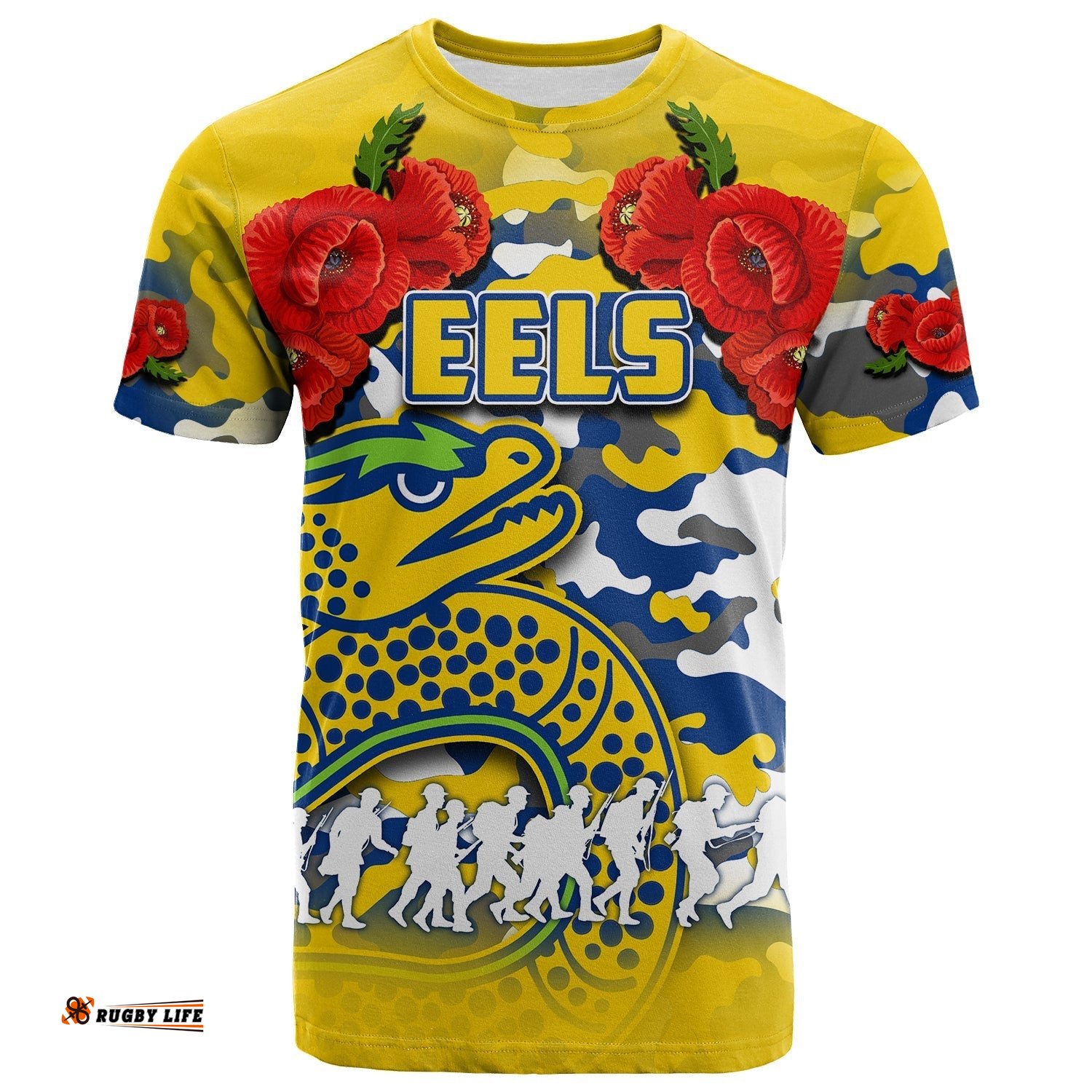 anzac day t shirt eels army style no1