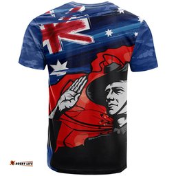 anzac day t shirt camo style soldier with flag