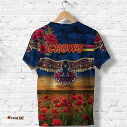 adelaide crows anzac t shirt poppy vibes navy blue