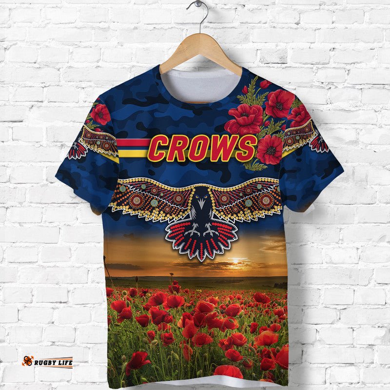 adelaide crows anzac t shirt poppy vibes navy blue