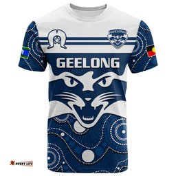 custom text and number geelong football naidoc 2023 t shirt cats for our elders indigenous art