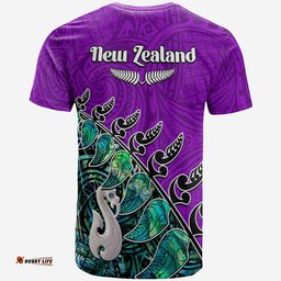 custom personalised new zealand maori t shirt fern and manaia version purple