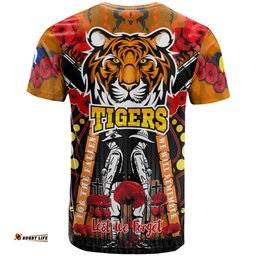 tigers rugby anzac day watercolour t shirt custom remembrance west tigers with poppy flower
