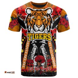 tigers rugby anzac day watercolour t shirt custom remembrance west tigers with poppy flower