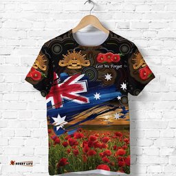 australia aboriginal anzac t shirt poppy vibes black