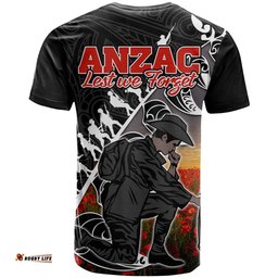 aotearoa anzac day t shirt maori fern with poppy vibe