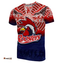 custom personalised roosters t shirt anzac day aboriginal