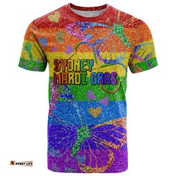 sydney mardi gras t shirt pride rainbow glitter colorful style