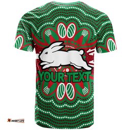 custom personalised rabbitohs t shirt aboriginal dot painting