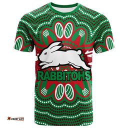 custom personalised rabbitohs t shirt aboriginal dot painting