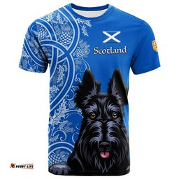 scottish terrier with thistle t shirt