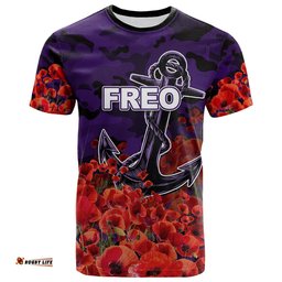 anzac day freo t shirt poppy flowers with army patterns