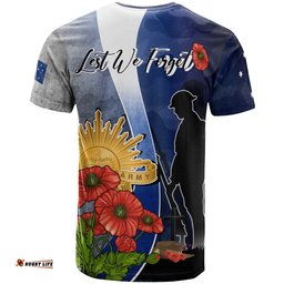 anzac day t shirt lest we forget poppy flower