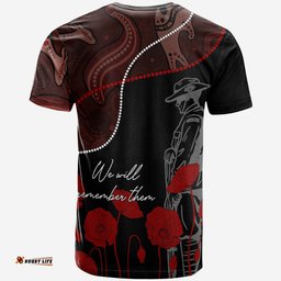 australia anzac day t shirt aboriginal art with poppies