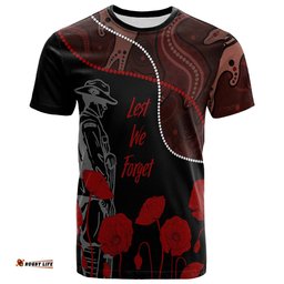 australia anzac day t shirt aboriginal art with poppies