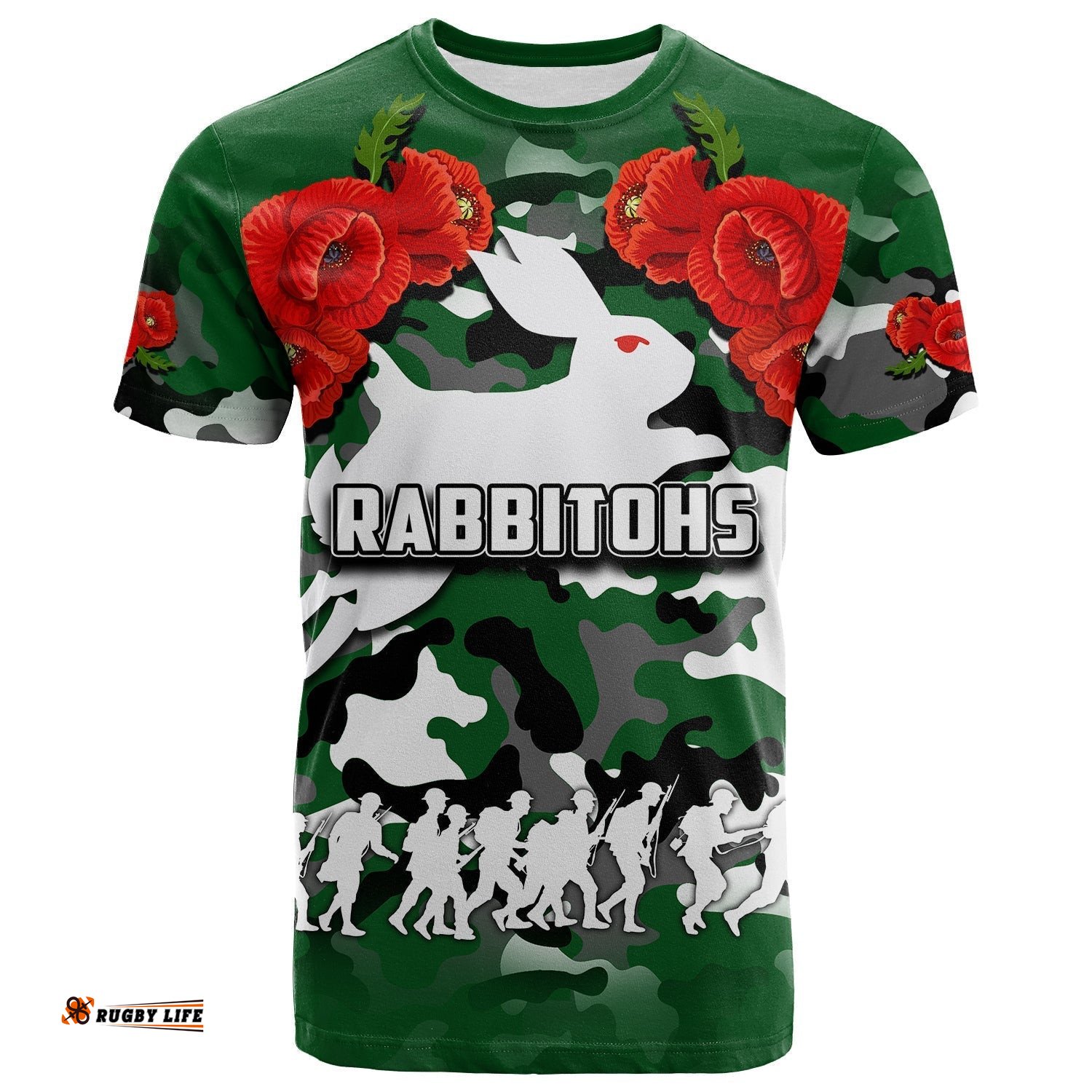 anzac day t shirt rabbitohs army style