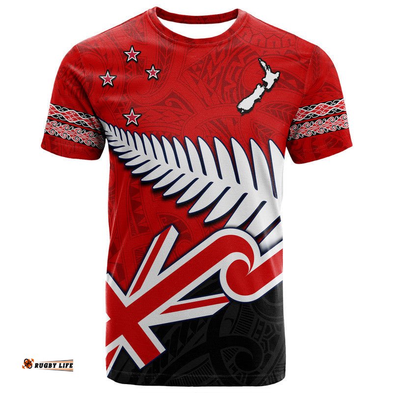 custom personalised waitangi t shirt aotearoa tino rangatiratanga flag with silver fern
