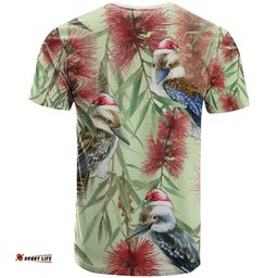 australia christmas t shirt kookaburra santa on callistemon pastel