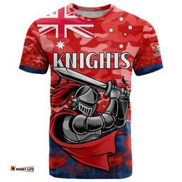 knights rugby anzac t shirt lest we forget