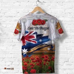 australia aboriginal anzac t shirt poppy vibes white