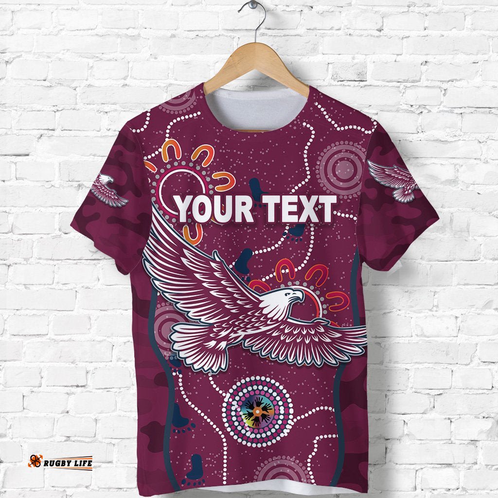 custom personalised manly warringah t shirt sea eagles anzac day camouflage indigenous