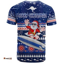 australia christmas t shirt aussie aboriginal santa claus is surfing with kangaroo