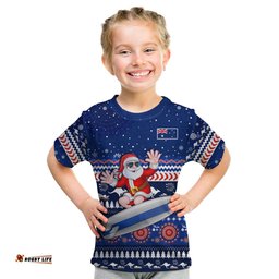 australia christmas t shirt aussie aboriginal santa claus is surfing with kangaroo