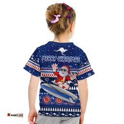 australia christmas t shirt aussie aboriginal santa claus is surfing with kangaroo