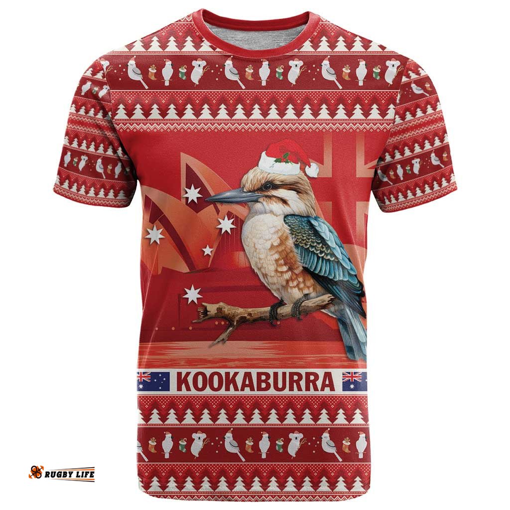 aussie kookaburra t shirt merry christmas red style