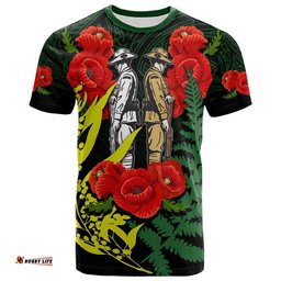 anzac day t shirt maori patterns green color